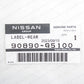 Genuine Nissan Datsun 1200 B120 B122 Sunny Truck Rear Emblem Sticker 90890-G5100