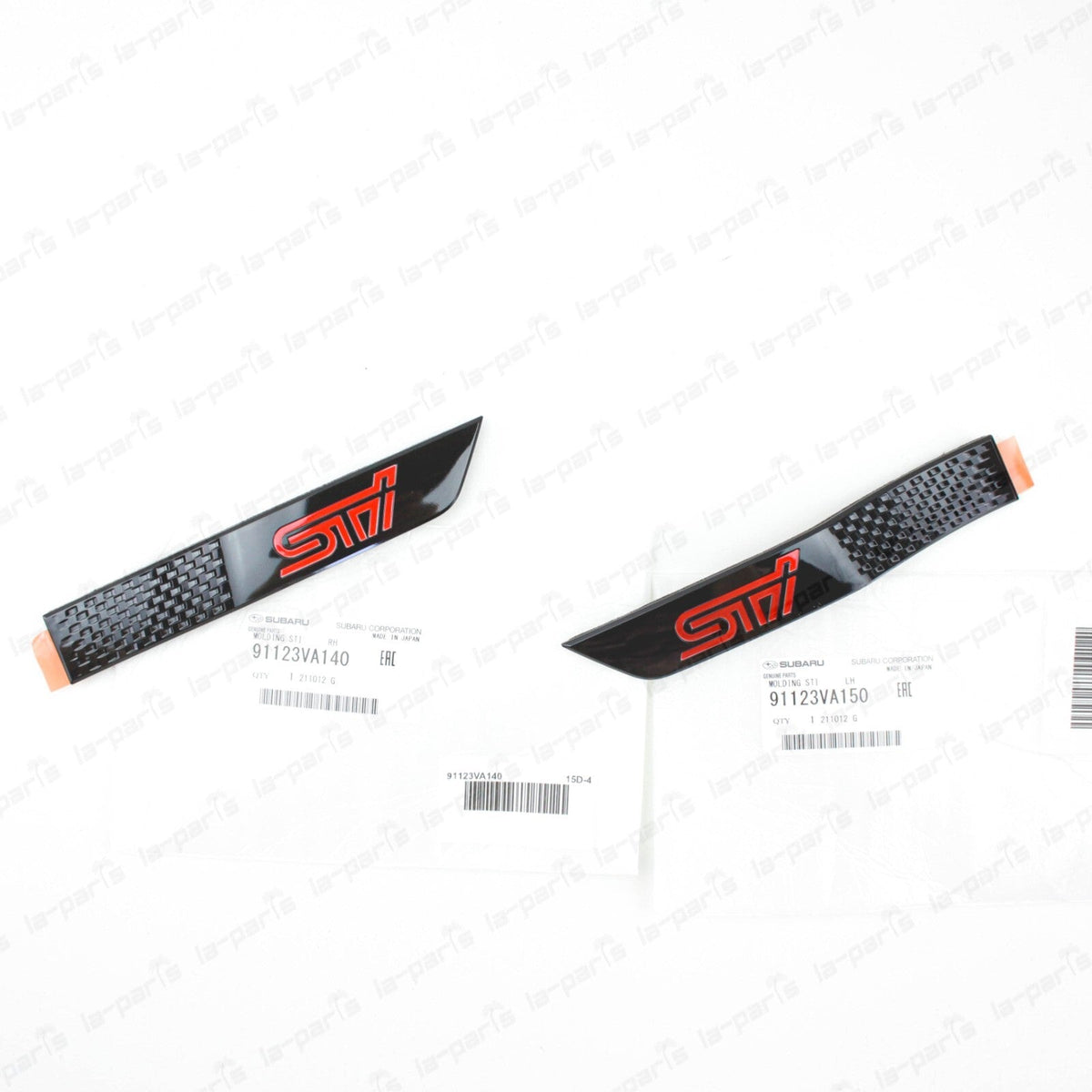New Genuine OEM Subaru 15-16 WRX STi Black Fender Emblem Molding Badge Pair