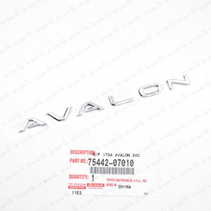 NEW GENUINE TOYOTA 13-18 AVALON LUGGAGE COMPARTMENT DOOR NAME PLATE 75442-07010
