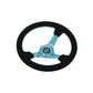 NRG Reinforced Suede Steering Wheel (350mm / 3in. Deep) Hydro Dipped Blossom Floral w/ Teal Stitch