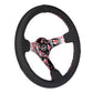NRG Reinforced Steering Wheel (350mm/3in.) Hydro Dipped Sakura Floral w/ Pink Suede Black Stitch