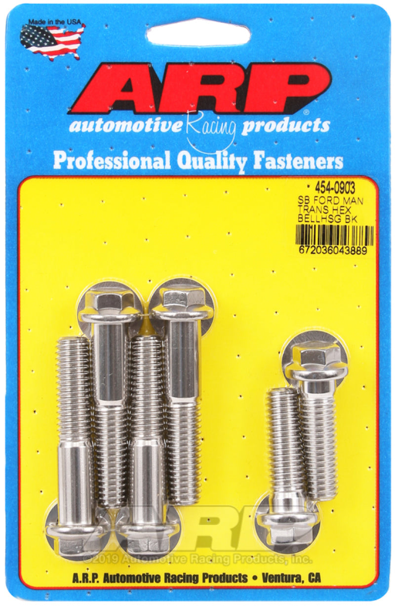 ARP Small Block Ford Manual Transmission Hex Bellhousing Bolt Kit - Polished Stainless Steel