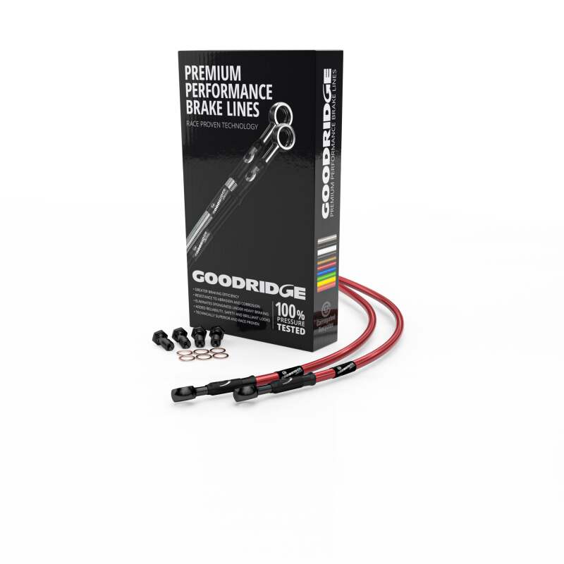 Goodridge 92-01 Kawasaki ZZR1100 D1-D9 Red Front SS Brake Lines w/Black Fittings