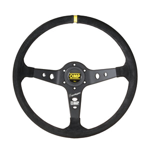 OMP Corsica Steering Wheel - Black Suede/Black Anodized Spokes