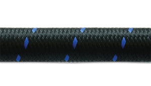 Vibrant -4 AN Two-Tone Black/Blue Nylon Braided Flex Hose (5 foot roll)