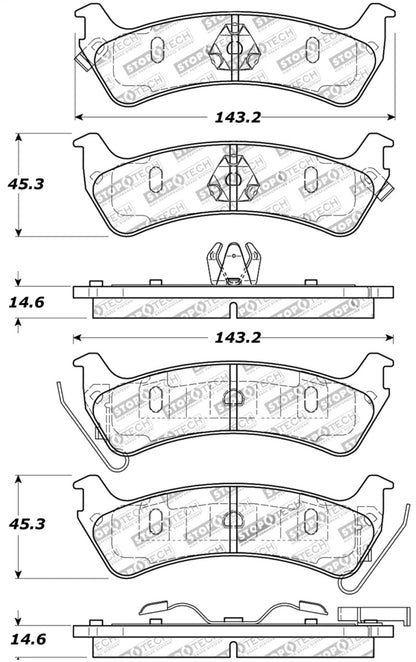 StopTech Sport Brake Pads w/Shims and Hardware - Rear