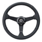 NRG Sport Steering Wheel (350mm / 1.5in Deep) Black Leather Black Stitch w/Matte Black Solid Spokes