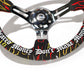 NRG Reinforced Steering Wheel R Litteral Sig 3in Deep/5mm Chrome Spoke - Blk Alcantara w/ Red Stitch
