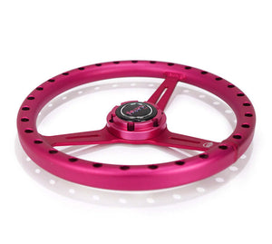 NRG Aluminum Steering Wheel 330mm - Extra Light - Ergonomic Grip - Anadized Pink