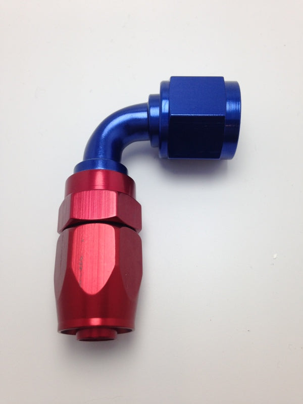 Fragola -16AN Fem x -12AN Hose 90 Degree Reducing Hose End - Blue/Red