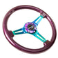 NRG Classic Wood Grain Steering Wheel (350mm) Purple Pearl Paint w/Neochrome 3-Spoke Center