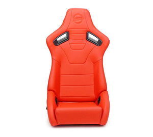 NRG Omega Reclinable Racing Seat (Pair) Red with Black Carbon Vinyl Back