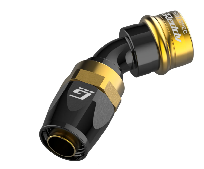 GReddy AN06 PRO/SPEC 45deg. Swivel Hose-End - Black/Gold anodized
