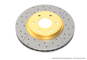 DBA 94-01 Nissan Silvia S14/S15 Front Drilled & Slotted Street Series Rotor w/Gold Hat