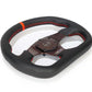 NRG Carbon Fiber Flat Bottom Steering Wheel (320mm) Red CF Center w/Red Stitch/Center Mark