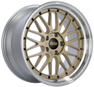 BBS LM 19x8.5 5x112 ET32 PFS Gold Center Diamond-Cut Rim Wheel PFS/Clip Req
