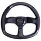 NRG Carbon Fiber Steering Wheel (320mm) Flat Bottom & Leather Trim w/Black Stitching