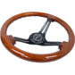 NRG Reinforced Steering Wheel (350mm / 3in. Deep) Brown Wood w/Blk Matte Spoke/Black Center Mark