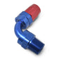 Russell Performance -8 AN Red/Blue 90 Degree Full Flow Swivel Pipe Thread Hose End (With 1/2in NPT)