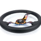NRG Light Weight Gaming Steering Wheel - Splitz NeoChrome Silver Spokes Perforated Leather