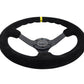 NRG Reinforced Steering Wheel (350mm / 3in. Deep) Blk Suede/X-Stitch w/5mm Blk Spoke & Yellow CM