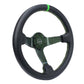 NRG Reinforced Steering Wheel (350mm) Green Carbon Fiber Center - Green Stitching & Center Mark