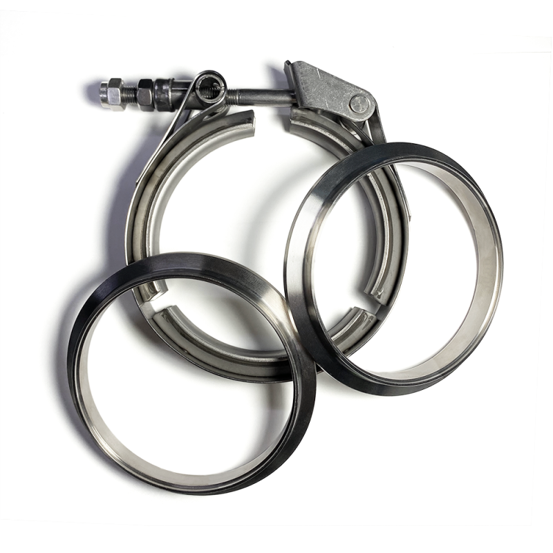 Ticon Industries 3in Titanium V-Band Clamp Assembly - Quick Release (w/Female & Male Flange)