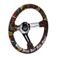 NRG Reinforced Steering Wheel R Litteral Sig 3in Deep/5mm Chrome Spoke - Blk Alcantara w/ Red Stitch