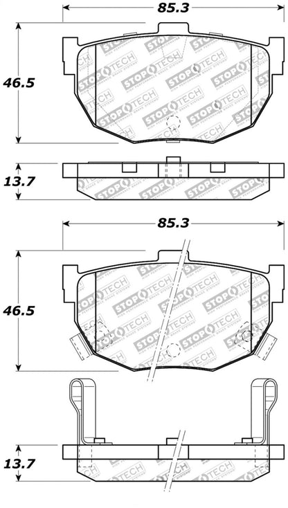 StopTech Street Touring Hyundai Elantra/Tiburon / Kia Spectra Rear Brake Pads