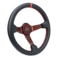 NRG Carbon Fiber Steering Wheel 350mm 3in Deep Red Carbon Fiber Red Stiching Red Center Mark Leather