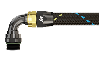 GReddy AN12 90 DEGREE ORB MALE BLACK/GOLD ANODIZED