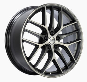 BBS CC-R 20x8.5 5x120 ET32 Satin Graphite Diamond Cut Polished Rim Protector Wheel -82mm PFS Req.