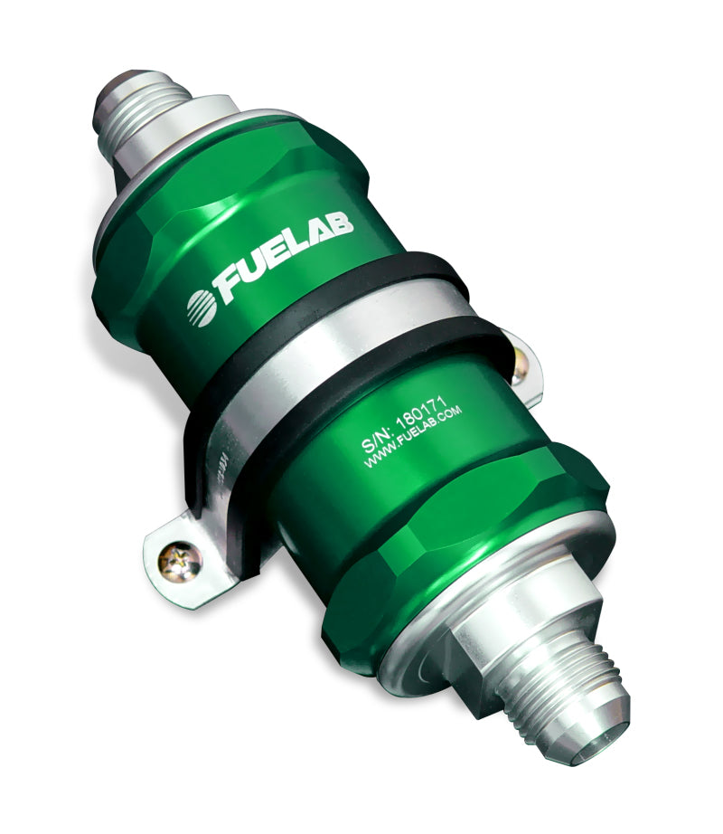 Fuelab 818 In-Line Fuel Filter Standard -12AN In/Out 100 Micron Stainless - Green