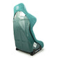 NRG FRP Bucket Seat - 20 Year Anniversary - Microfiber Green w/ White Stripes & Arrow Design - Large