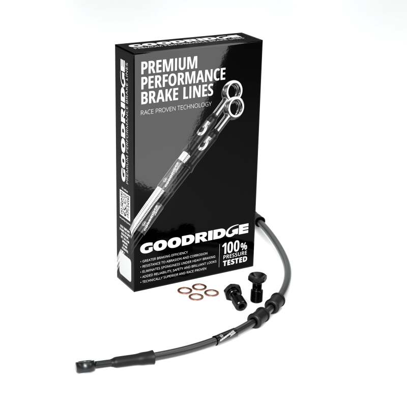 Goodridge 14-15 HD FXDBP/FXDC (w/ABS) +8in Black Brake Line Kit w/Black Fittings