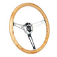 NRG Reinforced Steering Wheel (380mm) Light Wood Grain w/3-Spoke Center Shinny Chrome