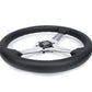 NRG Light Weight Gaming Steering Wheel - 350mm 3 Chrome Silver Spokes Perforated Leather