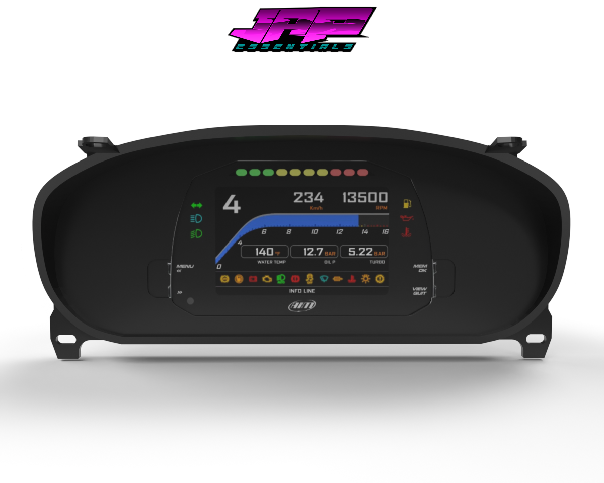 Digital Display Dash Mount to suit a AiM MXS Strada Display Screen which is a direct fit OEM factory fit which has a perfect interior black paint finish.