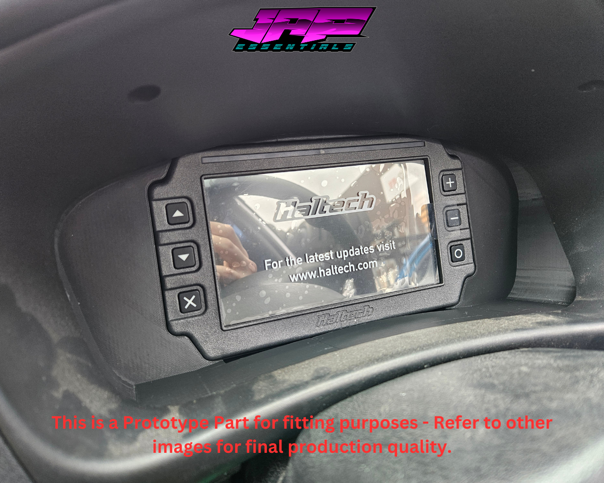 Digital Display Dash Mount to suit a Haltech iC-7 Display Screen which is a direct fit OEM factory fit which has a perfect interior black paint finish.