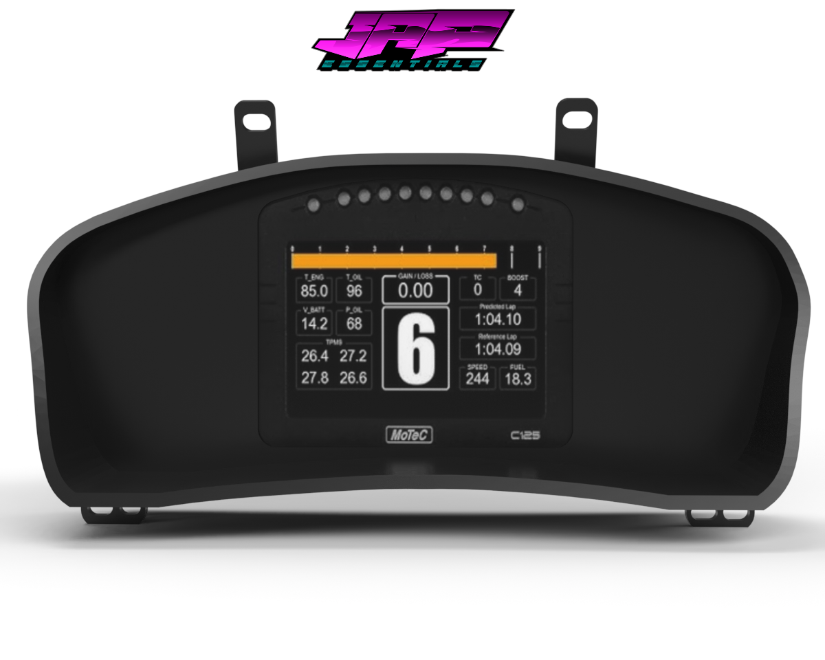 Digital Display Dash Mount to suit a MoTeC C125 Display Screen which is a direct fit OEM factory fit which has a perfect interior black paint finish.