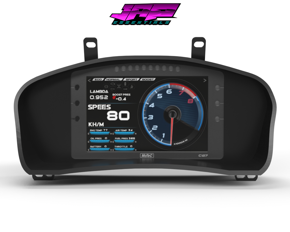 Digital Display Dash Mount to suit a MoTeC C127 Display Screen which is a direct fit OEM factory fit which has a perfect interior black paint finish.