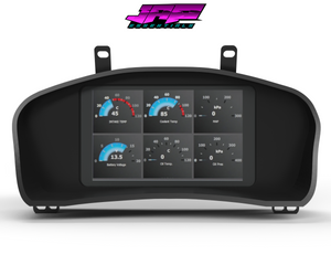 Digital Display Dash Mount to suit a Powertune Display Screen which is a direct fit OEM factory fit which has a perfect interior black paint finish.