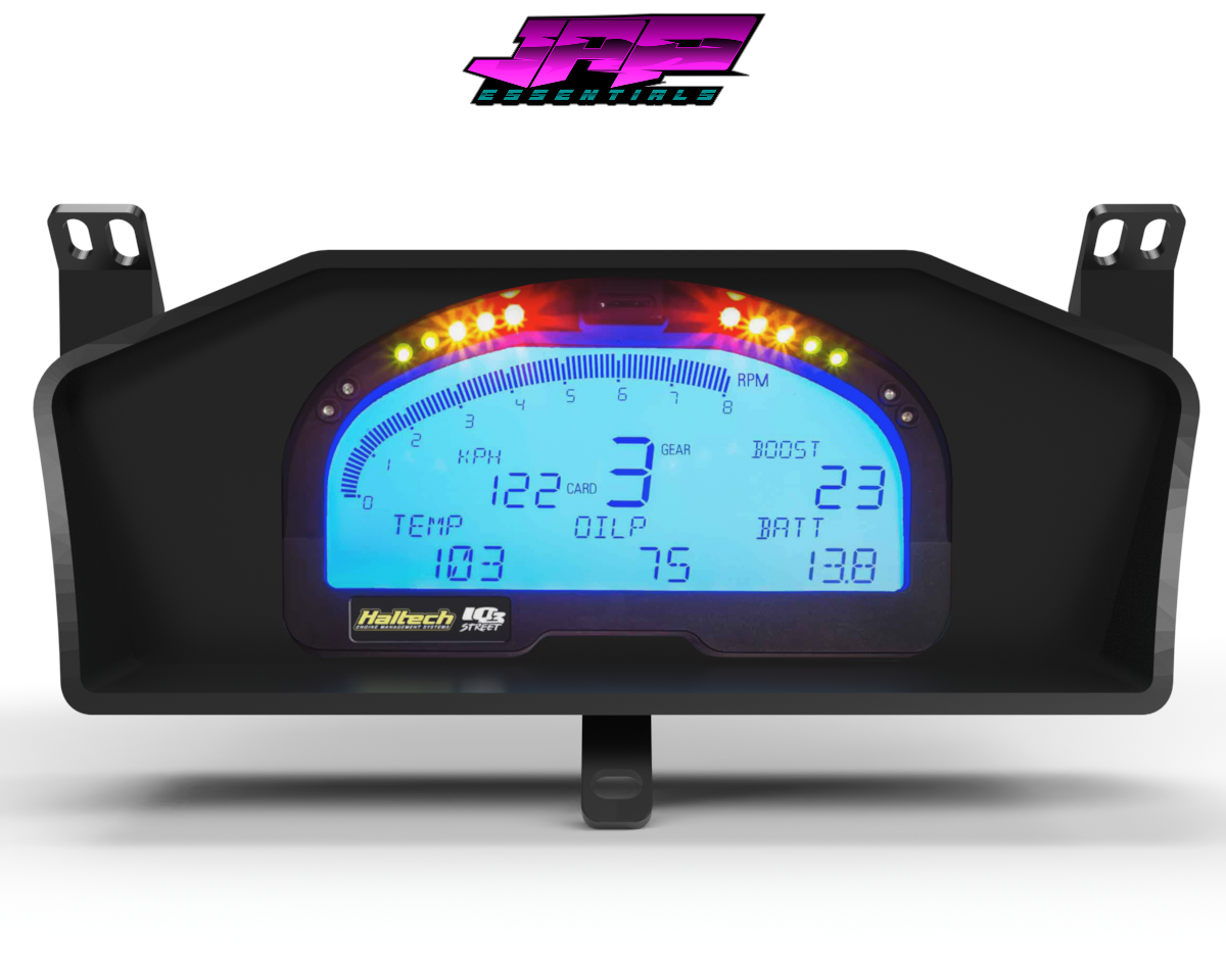 Digital Display Dash Mount to suit a Haltech IQ3 Display Screen which is a direct fit OEM factory fit which has a perfect interior black paint finish.