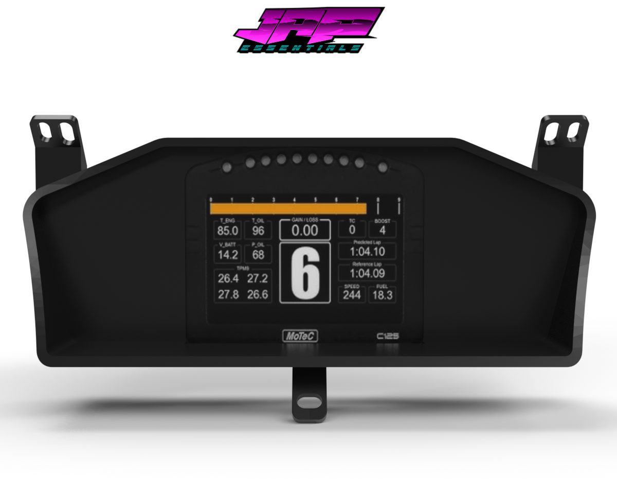 Digital Display Dash Mount to suit a MoTeC C125 Display Screen which is a direct fit OEM factory fit which has a perfect interior black paint finish.