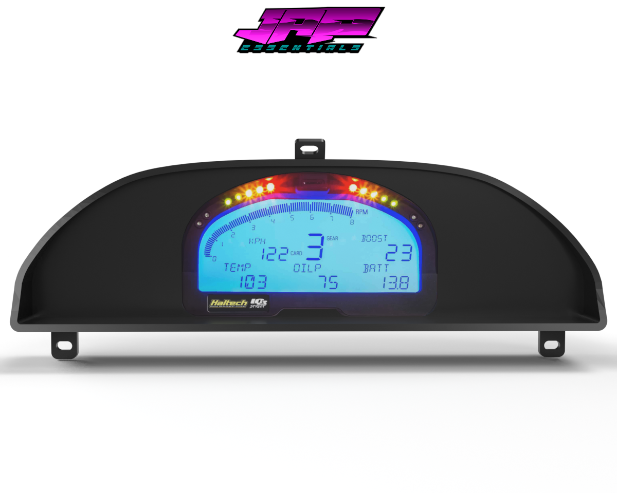 Digital Display Dash Mount to suit a Haltech IQ3 Display Screen which is a direct fit OEM factory fit which has a perfect interior black paint finish.