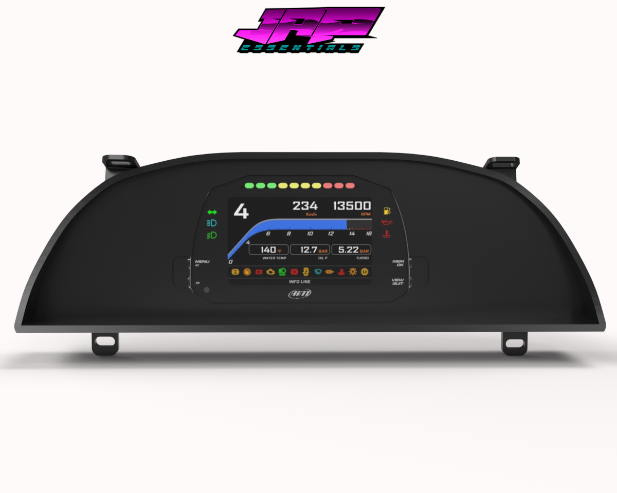 Digital Display Dash Mount to suit a AiM MXS Strada Display Screen which is a direct fit OEM factory fit which has a perfect interior black paint finish.