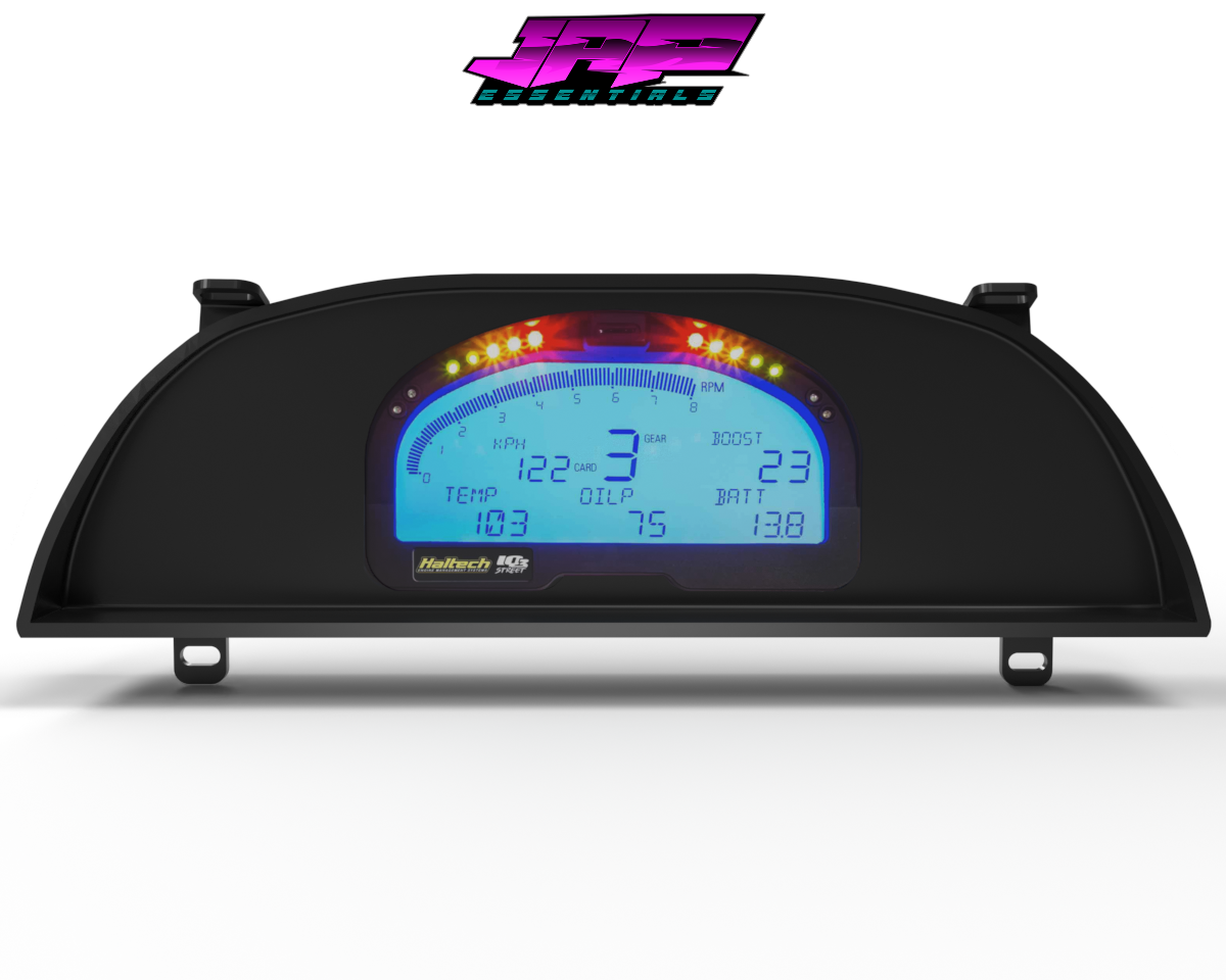 Digital Display Dash Mount to suit a Haltech IQ3 Display Screen which is a direct fit OEM factory fit which has a perfect interior black paint finish.