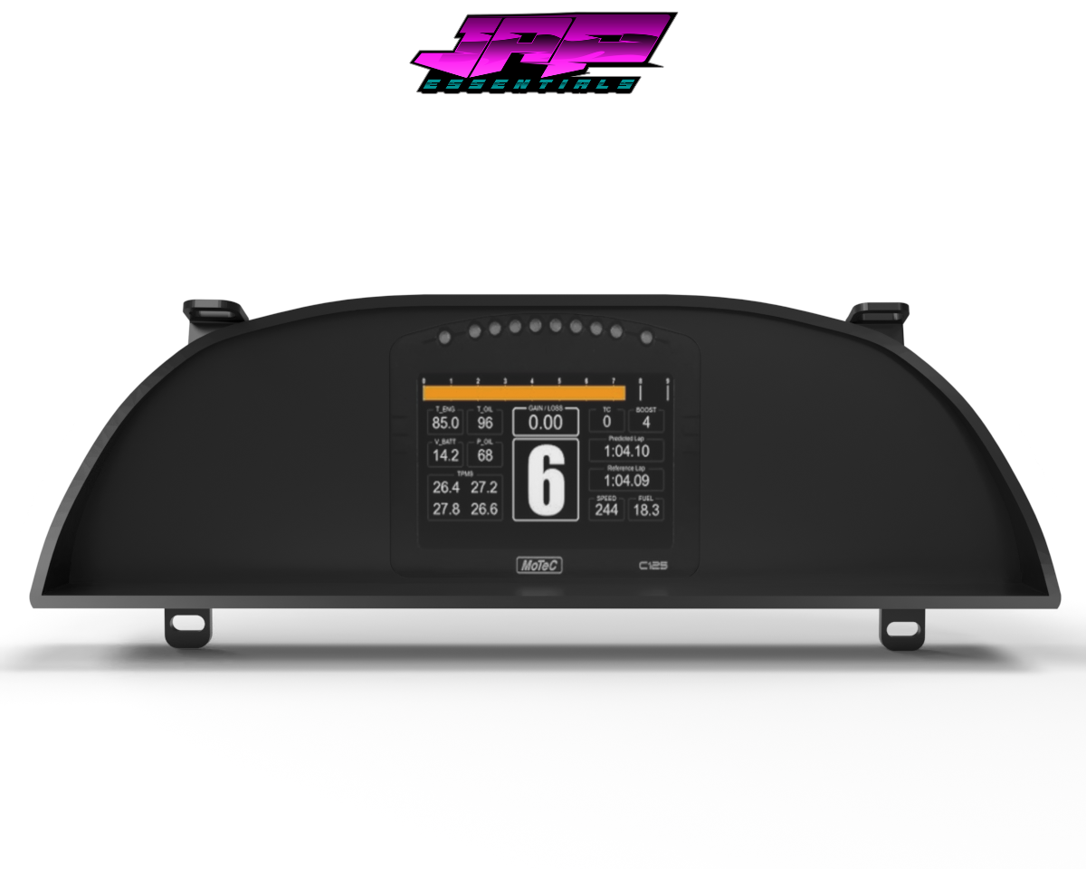 Digital Display Dash Mount to suit a MoTeC C125 Display Screen which is a direct fit OEM factory fit which has a perfect interior black paint finish.