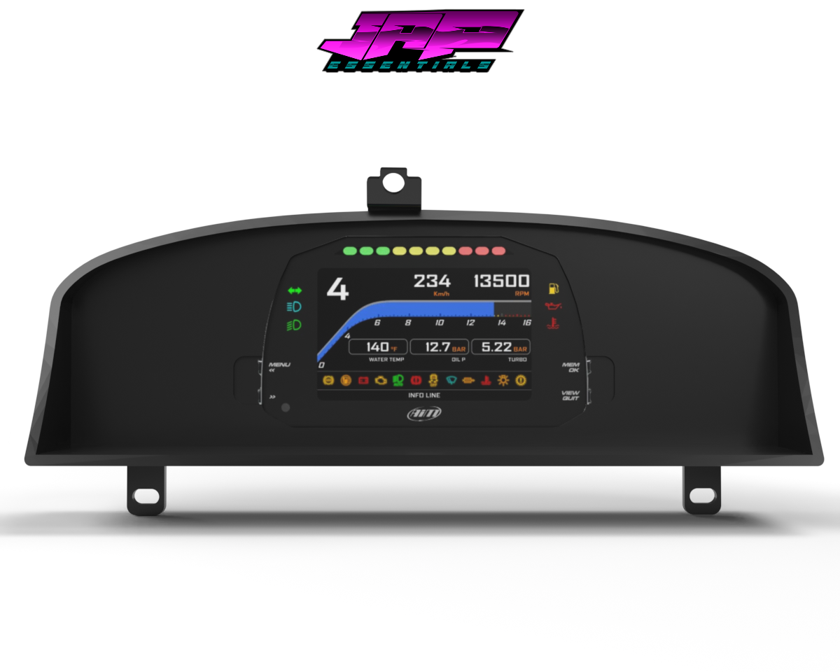 Digital Display Dash Mount to suit a AiM MXS Strada Display Screen which is a direct fit OEM factory fit which has a perfect interior black paint finish.