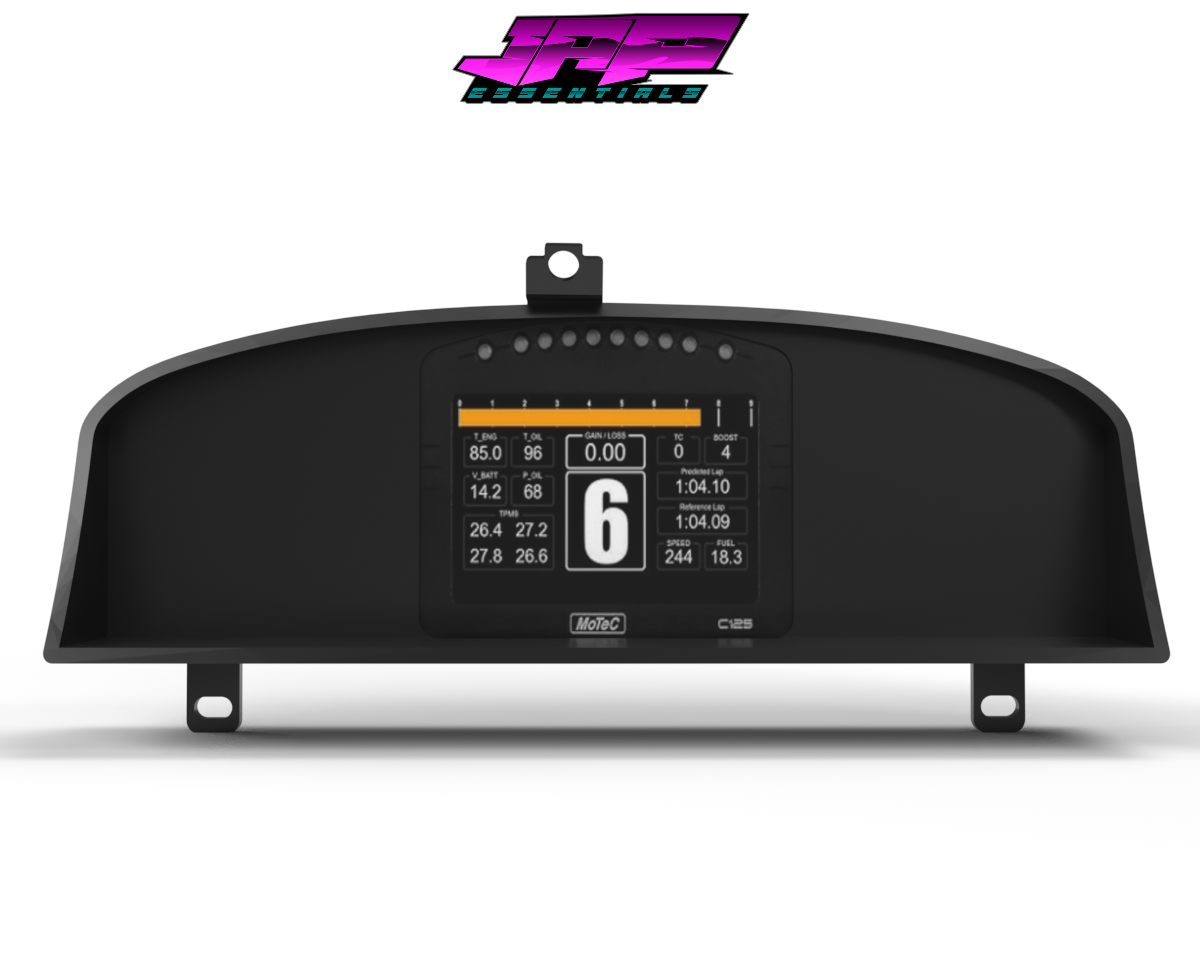 Digital Display Dash Mount to suit a MoTeC C125 Display Screen which is a direct fit OEM factory fit which has a perfect interior black paint finish.